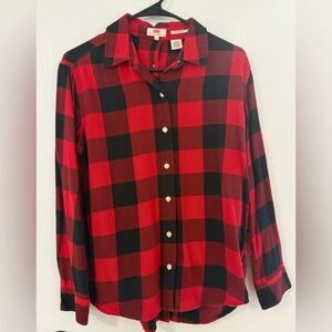 Levi's Boyfriend Fit Women’s Flannel Button Down Back & Front Plaid - Size Small